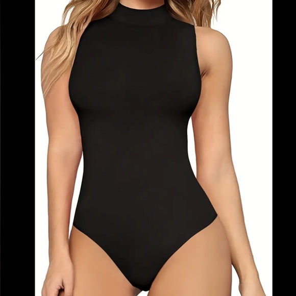 Tops - Black Sleeveless High Neck Bodysuit NIP